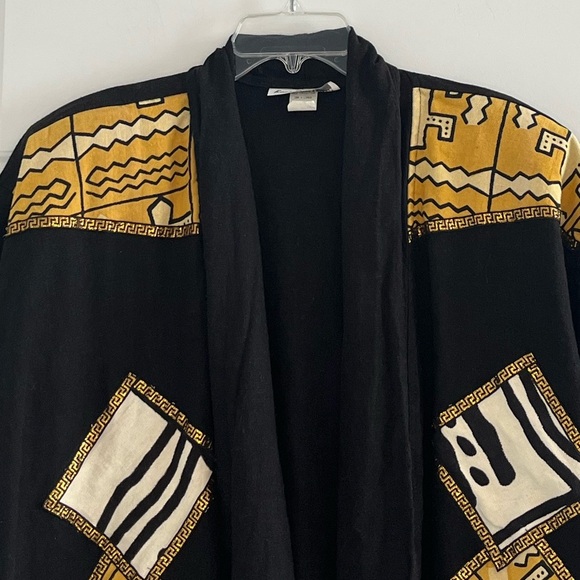 Vintage Koco Collection African Tribal Linen Open Front Longline Duster XL/XXL - Picture 2 of 14